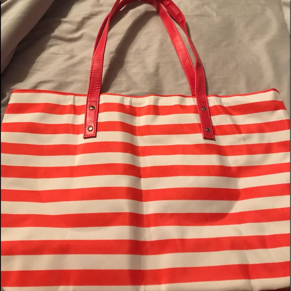 New! Coral/white beach/tote Bag.